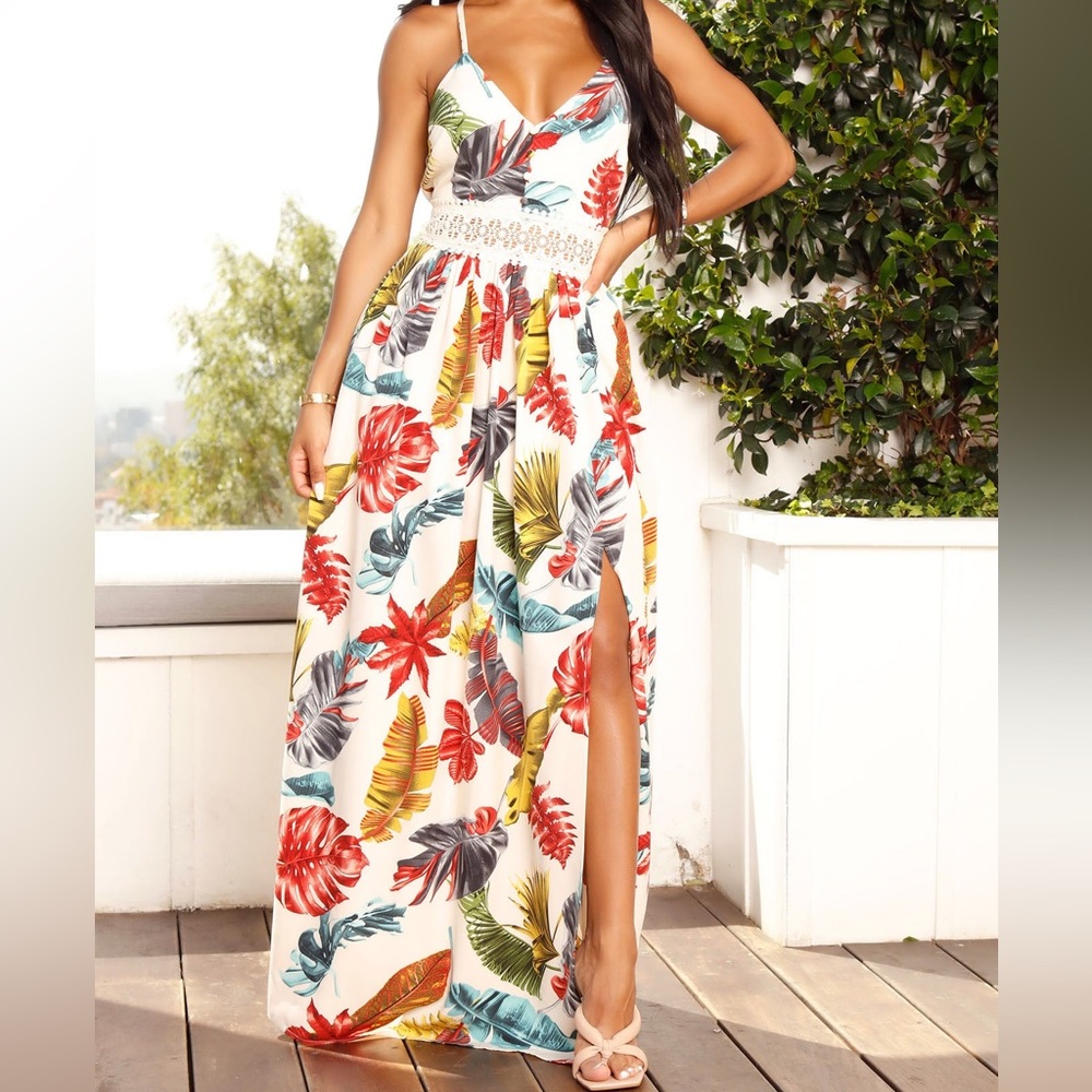 Fashion Nova Holy Slit Sleeveless Maxi Dress